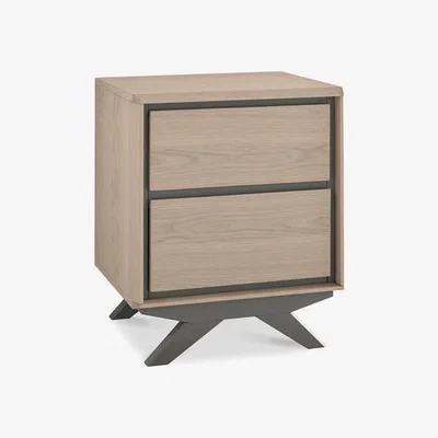 Teddy Beau Bentley Brunel Scandi Oak And Dark Grey Square 2 Drawer Nightstand