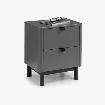 Teddy Beau Julian Bowen Chloe 2 Drawer Bedside Cabinet / Storm Grey/Black / 2 Drawers