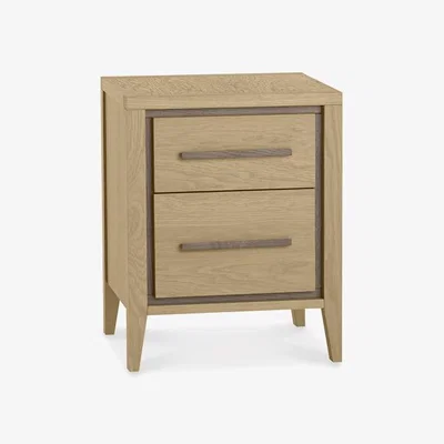Teddy Beau Bentley Rimini 2 Drawers Aged Oak And Weathered Oak Square Nightstand