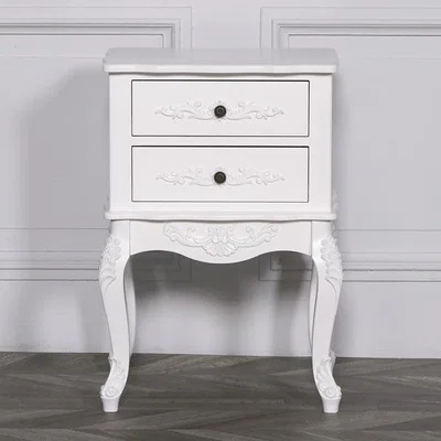Teddy Beau Maison Reproductions French Bedside Cabinet / White / 2 Drawers