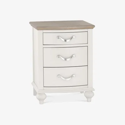 Teddy Beau Bentley Montreux 3 Drawer Soft Grey And Grey Washed Oak Rectangular Nightstand