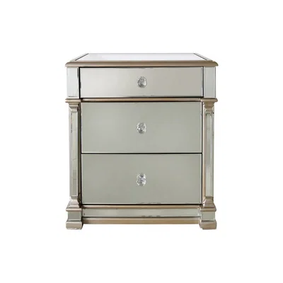 Teddy Beau Deco Home Athens Gold Mirrored 3 Drawer Bedside Cabinet