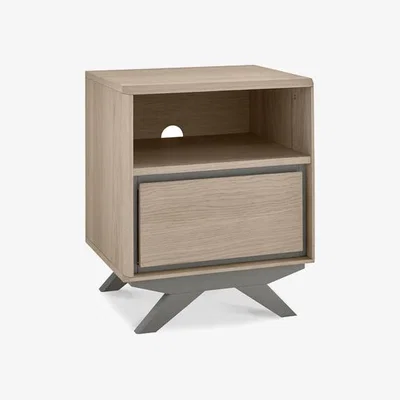 Teddy Beau Bentley Brunel Scandi Oak And Dark Grey 1 Drawer Nightstand