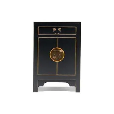 Teddy Beau The Nine Schools Qing Black and Gilt Small Bedside Cabinet
