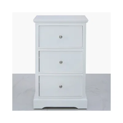 Teddy Beau Deco Home White Darby 3 Drawer Bedside Cabinet - Ball Handle