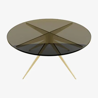 Amara Gabriel Scott - Dean Round Coffee Table - Satin Brass/Smoked
