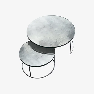 Amara Heavy Aged Mirror Coffee Table Set - Round