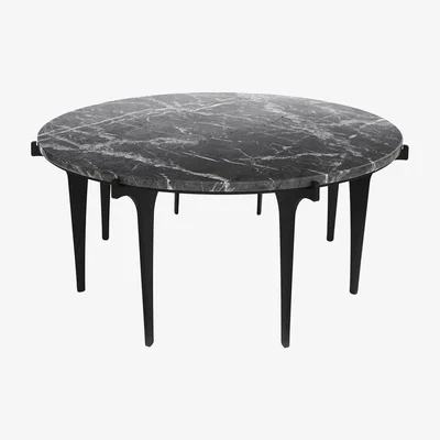 Amara Gabriel Scott - Round Prong Coffee Table - Black Steel/Black Marble
