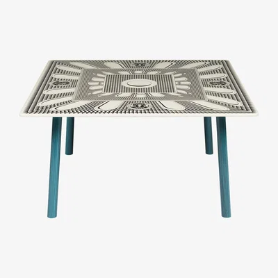 Amara Fornasetti - Facciata Quattrocentesca Table - Black/Ivory/Teal - 80x80cm