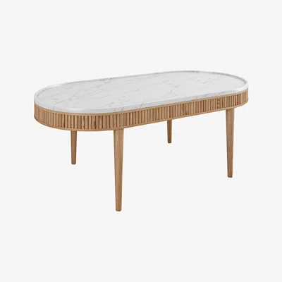Amara Kam Ce Kam - Mausam Oval Coffee Table - Natural Ash/White
