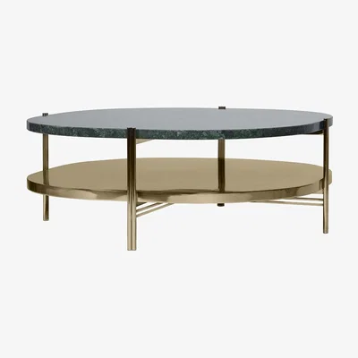 Amara Essential Home - Craig Centre Table - Polished Brass/Polished Guatemala Marble