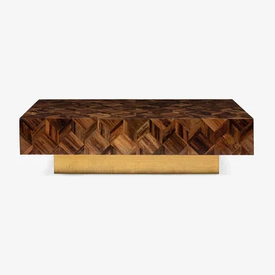 Amara Made Goods - Lesandro Coffee Table - Banana Bark/Gold Raffia