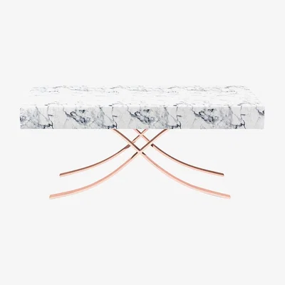 Amara Aristot - Ceramic Carrara Marble Top Table - Rose Gold
