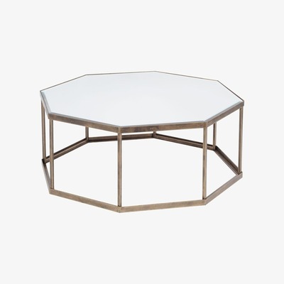 Artisanti Fulbrook Mirror Top Octagonal Coffee Table in Antique Gold