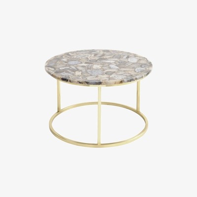 Artisanti Meso Agate Round Coffee Table with Brass Frame