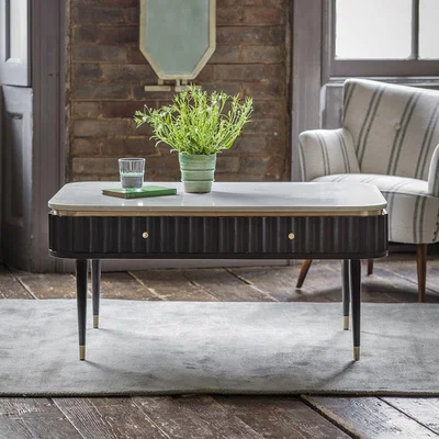 Atkin & Thyme Flute Marble Coffee Table - Black