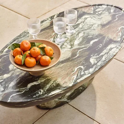 Atkin & Thyme Lucy Coffee Table Green Marble Finish