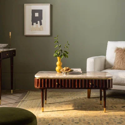 Atkin & Thyme Flute Marble Coffee Table - Vintage