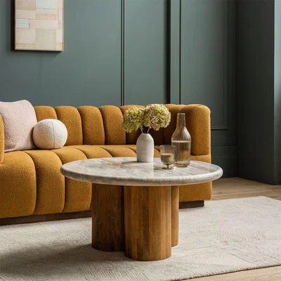 Atkin & Thyme Column Marble Coffee Table - Natural