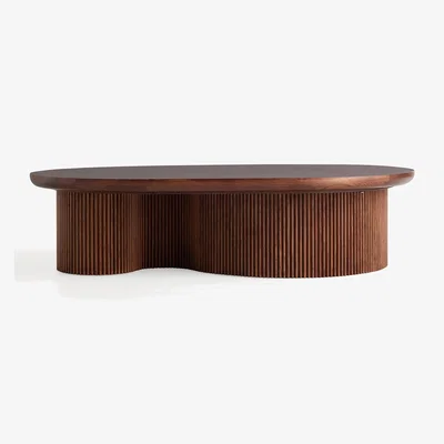 Anthropologie Scout Burl Wood Fluted Coffee Table