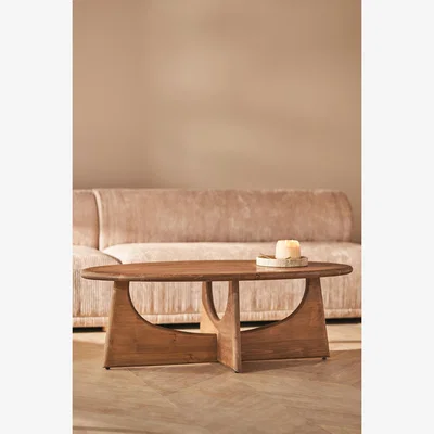 Anthropologie Juniper Pine Wood Oval Coffee Table