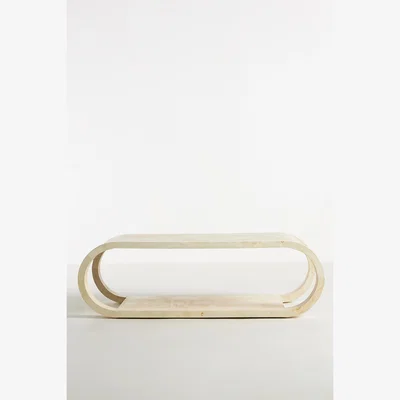Anthropologie Cassini Acacia Wood Curve Coffee Table