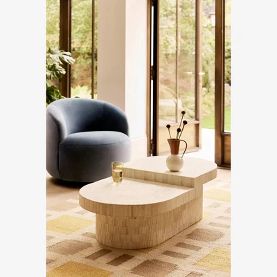 Anthropologie Blanch Tiered Oval Coffee Table