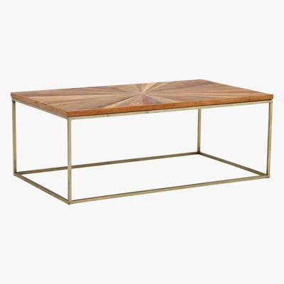 Barker and Stonehouse Jupiter Coffee Table, Wood Top With Antique Brass Leg