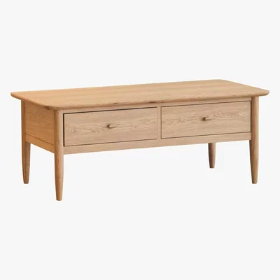 Barker and Stonehouse Ercol Teramo 2 Drawer Coffee Table, Pale Oak