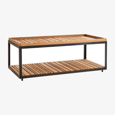 Barker and Stonehouse Cane Line Level Rectangle Coffee Table With Set Of 2 Tops, Brown | Barker & Stonehouse