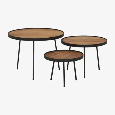 Barker and Stonehouse Fika Set Of 3 Coffee Tables, Brown | Barker & Stonehouse