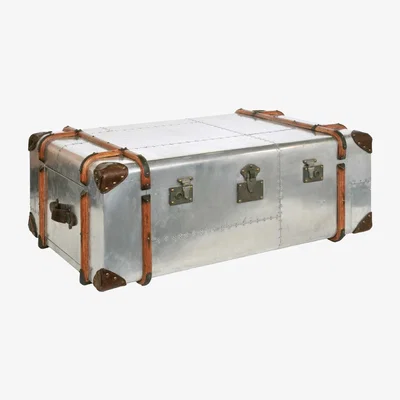 Barker and Stonehouse Timothy Oulton Globetrekker Medium Coffee Table, Silver Metal | Barker & Stonehouse