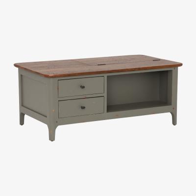 Barker and Stonehouse 2 Draw Wooden Coffee Table - Grey - Mango Wood - W110 x D60 x H45cm - Barker &amp; Stonehouse