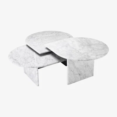 Barker and Stonehouse Eichholtz Naples Coffee Table White Carrera Marble Set Of 3, Grey | Barker & Stonehouse