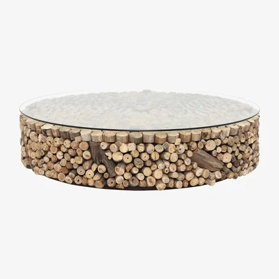 Barker and Stonehouse Caspian Solace 120cm Driftwood and Glass Coffee Table