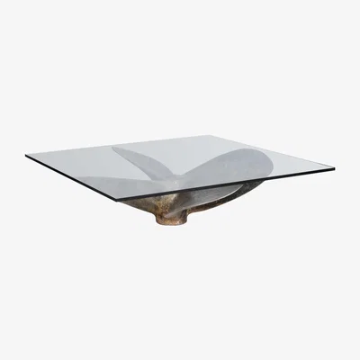 Barker and Stonehouse Timothy Oulton 110cm Junk Art Propeller Square Coffee Table, Silver Glass | Barker & Stonehouse