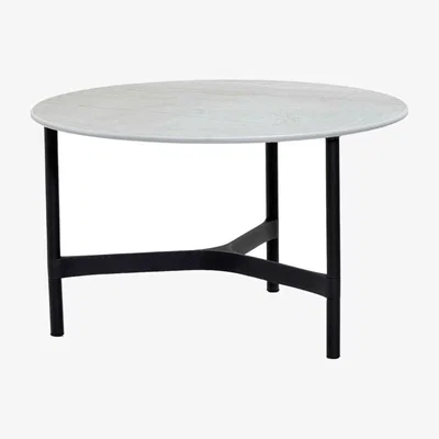 Barker and Stonehouse Cane Line Twist Medium Base Coffee Table & Top 70cm, Round, Black | Barker & Stonehouse
