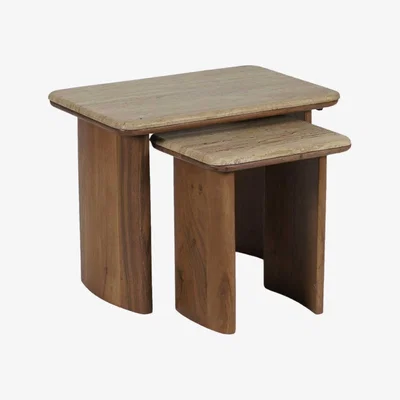 Barker and Stonehouse Zerina Set Of 2 Coffee Table 60x40x46, Brown Concrete | Barker & Stonehouse