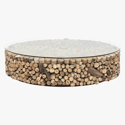 Barker and Stonehouse Caspian Solace 120cm Driftwood and Glass Coffee Table