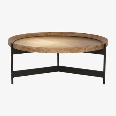 Barker and Stonehouse Zeke Edward Round Coffee Table 80cm, Brown | Barker & Stonehouse