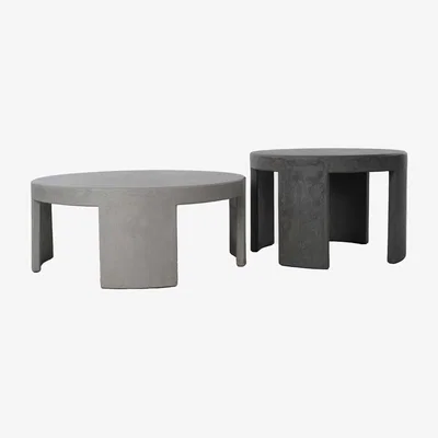 Barker and Stonehouse Capella Coffee Table Set Of 2, Round, Grey Wood | Barker & Stonehouse