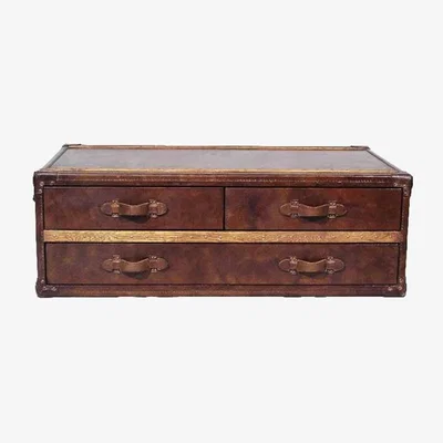 Barker and Stonehouse Timothy Oulton Stonyhurst Large Coffee Table, Brown Leather | Barker & Stonehouse