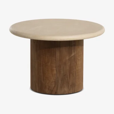 Barker and Stonehouse Panama Round Coffee Table 60x60x40cm, Round, Brown Stone Effect | Barker & Stonehouse