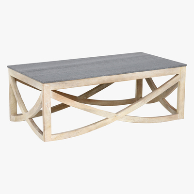 Barker and Stonehouse Clipper Whitewashed Coffee Table, Grey Marble