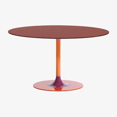 Barker and Stonehouse Kartell Thierry XXL Round Table 130x130x72 Burgundy, Round, Red Glass | Barker & Stonehouse