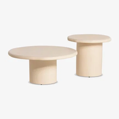 Barker and Stonehouse Adelphi Set of 2 Coffee Tables, Round, Neutral Wood | Barker & Stonehouse