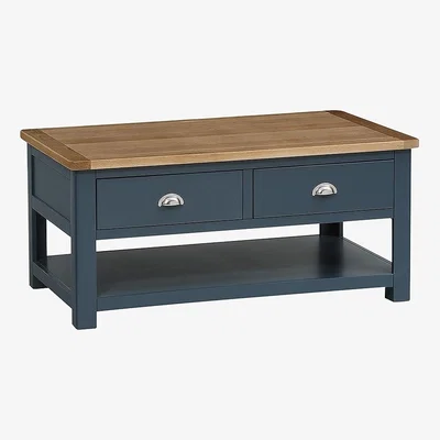 The Cotswold Company Westcote Inky Blue Coffee Table with Drawers