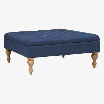 The Cotswold Company Clover Buttoned Coffee Table - Navy Linen