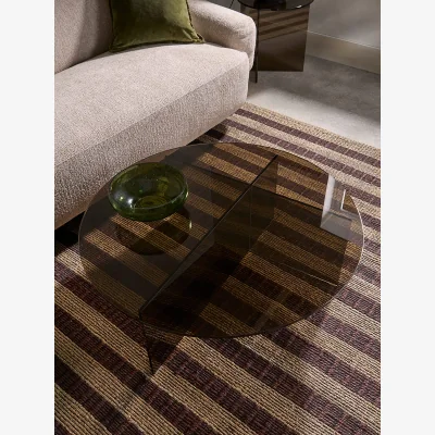 Cox and Cox Round Coloured Glass Coffee Table - Smoked
