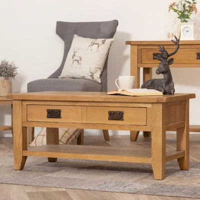 Chiltern Oak Furniture Rustic Oak Coffee Table With Drawers
